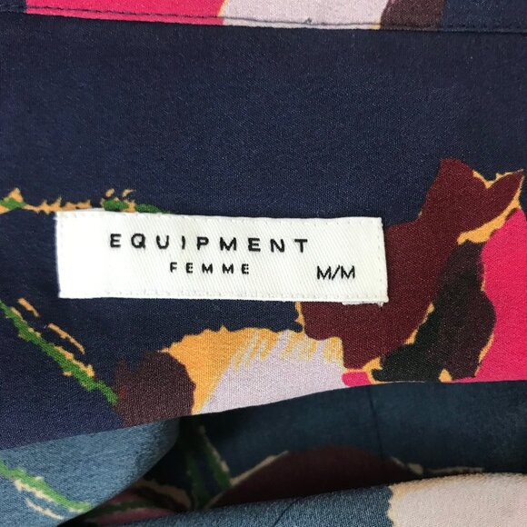 Equipment Femme Signature Floral Print 100% Silk Blouse Size M - Picture 6 of 7